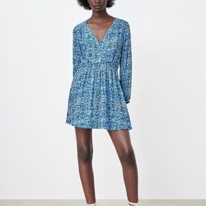 Zara Blue Animal Print Mini Dress S​​​​​​​​​​​​​​​